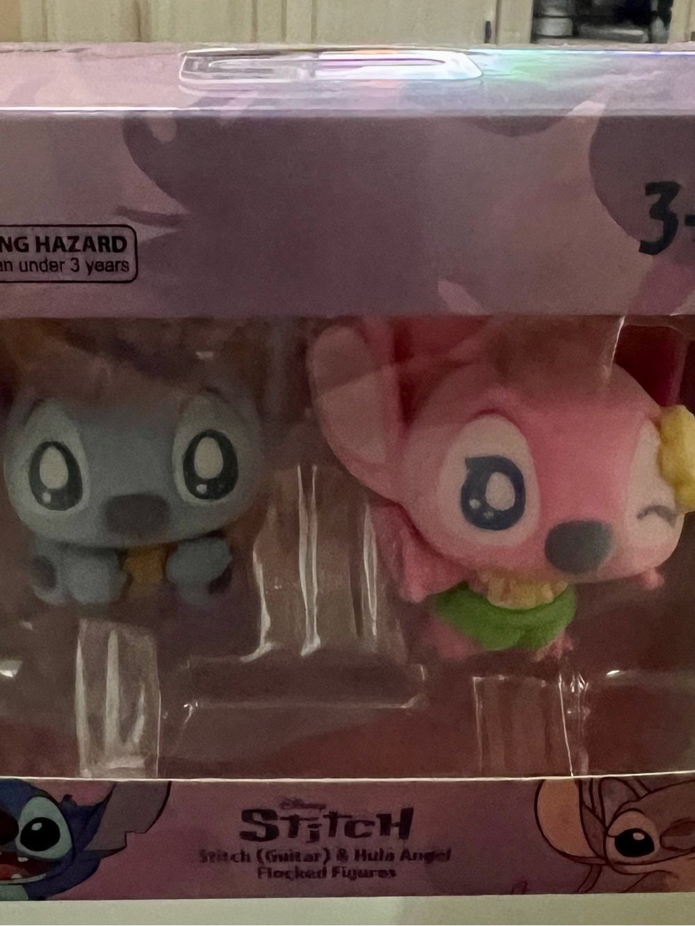 Disney Pink & Gray Flocked Stitch Small Pet Plush Pair